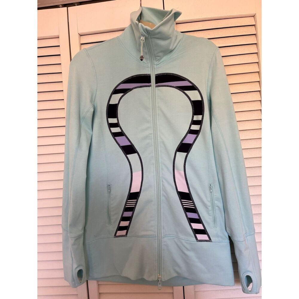 Lululemon Womens10 Jacket Blue Define Full Zip High Neck Long Sleeve Thumbholes